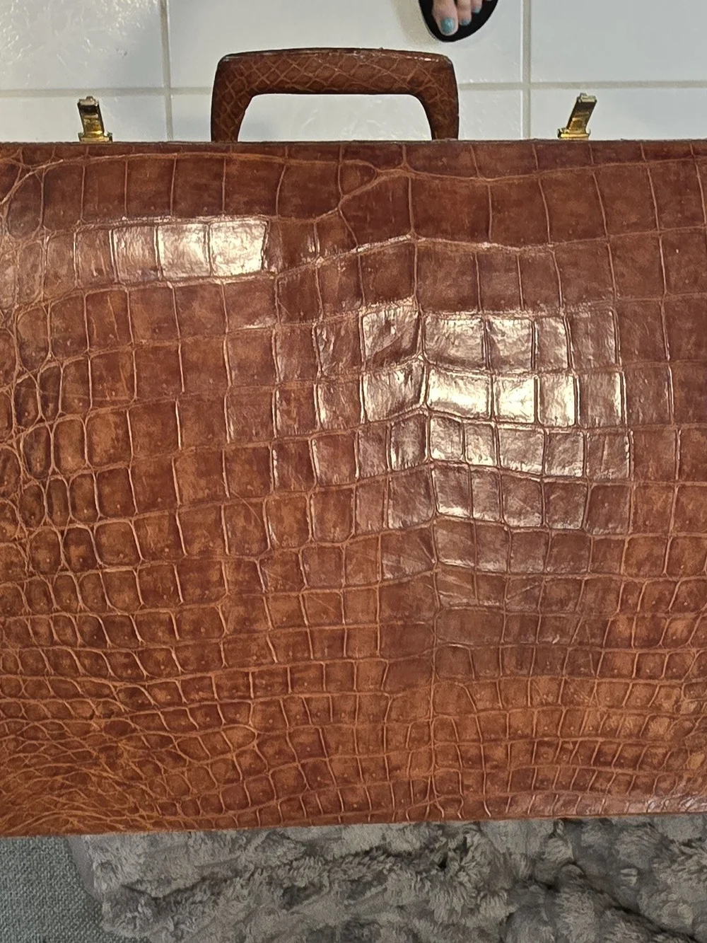 Vintage Custom-Made Genuine Crocodile Attache Case – Handmade Luxury Briefcase